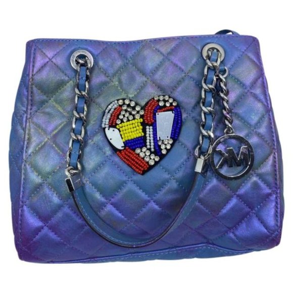 Michael Kors Blue Purple Customized Tote Bag - Picture 1 of 15